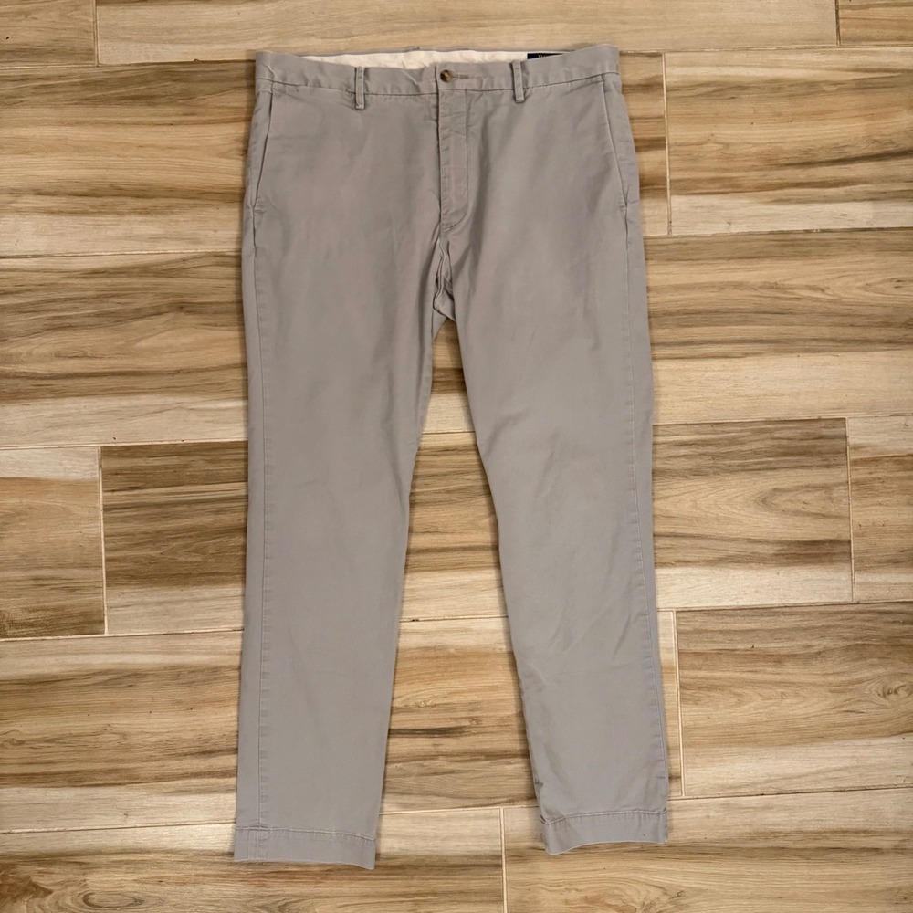 Polo Ralph Lauren Mens‎ 36x32 Stretch Slim Fit Chino Pants Light Gray